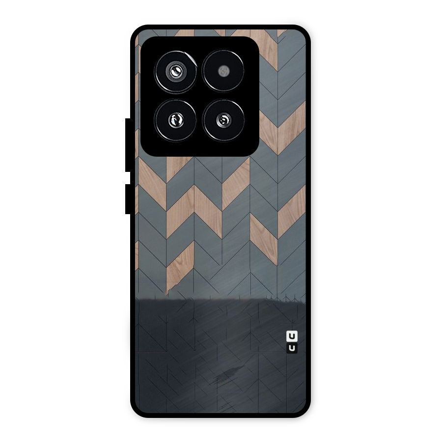 Greyish Wood Design Metal Back Case for Xiaomi 14 Pro