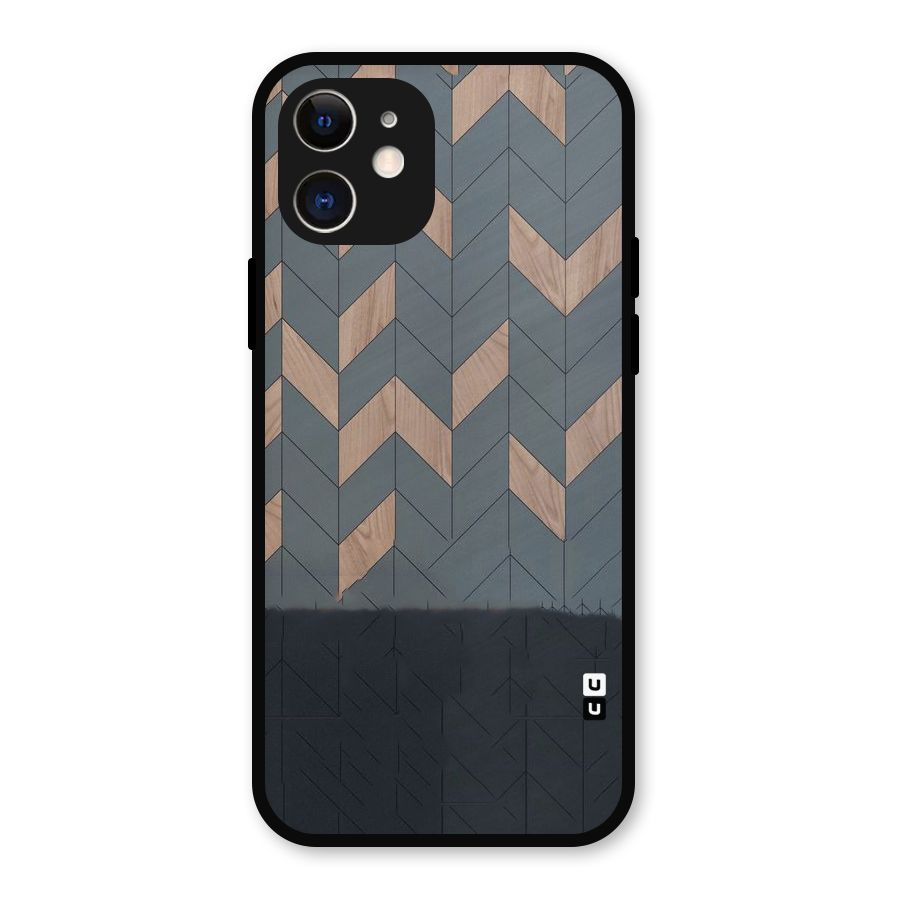 Greyish Wood Design Metal Back Case for iPhone 12