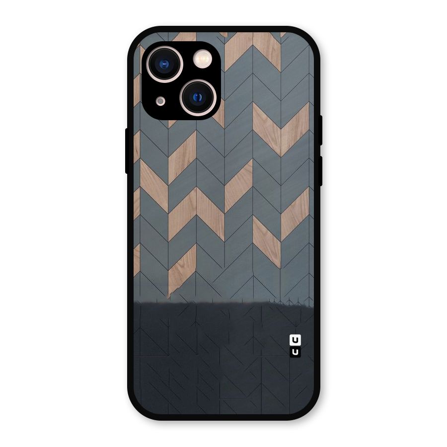 Greyish Wood Design Metal Back Case for iPhone 13