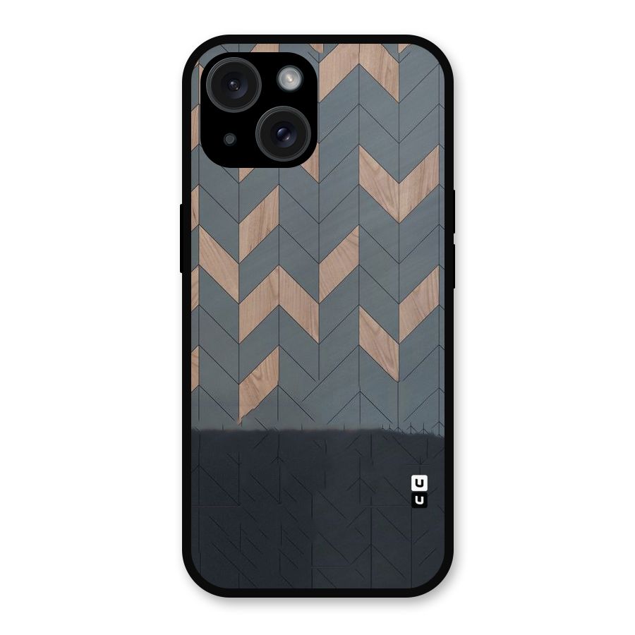 Greyish Wood Design Metal Back Case for iPhone 15