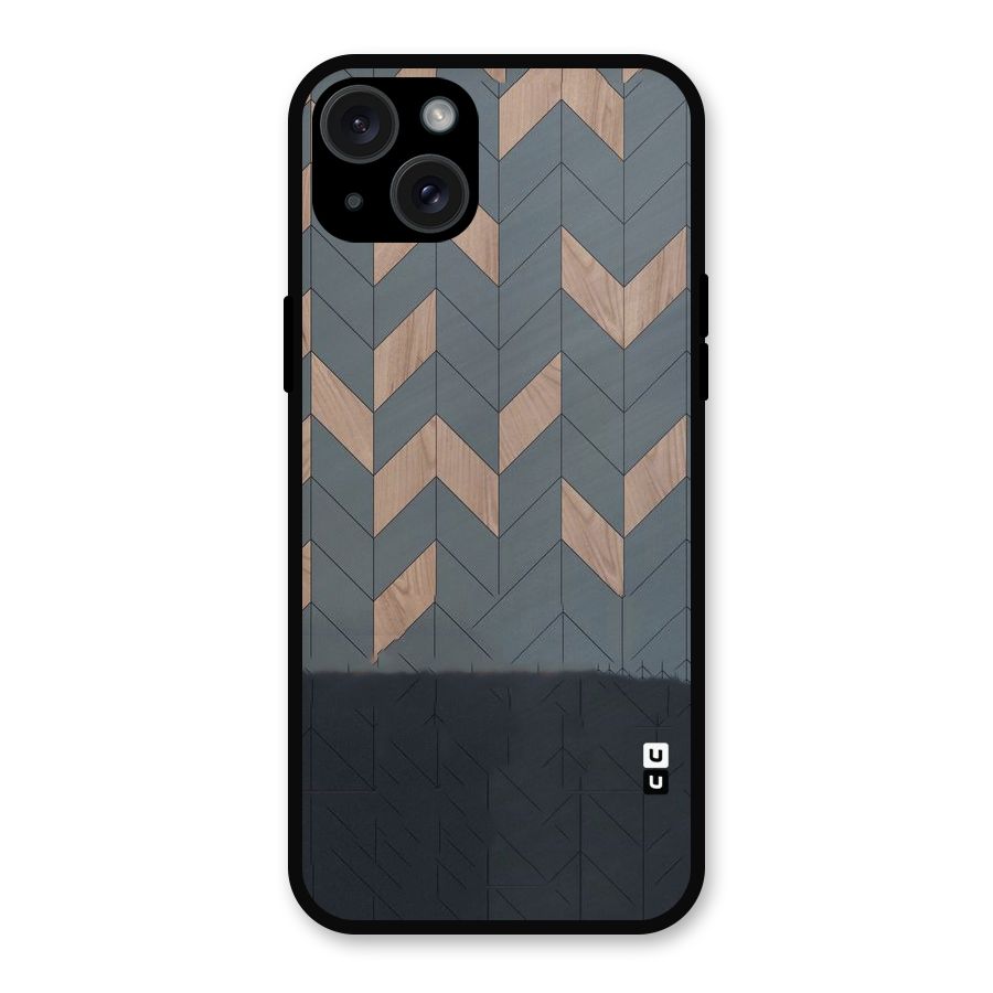 Greyish Wood Design Metal Back Case for iPhone 15 Plus