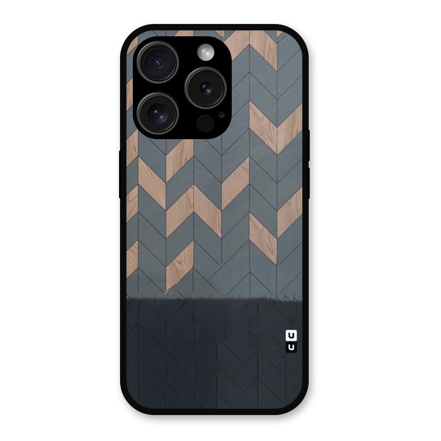 Greyish Wood Design Metal Back Case for iPhone 15 Pro