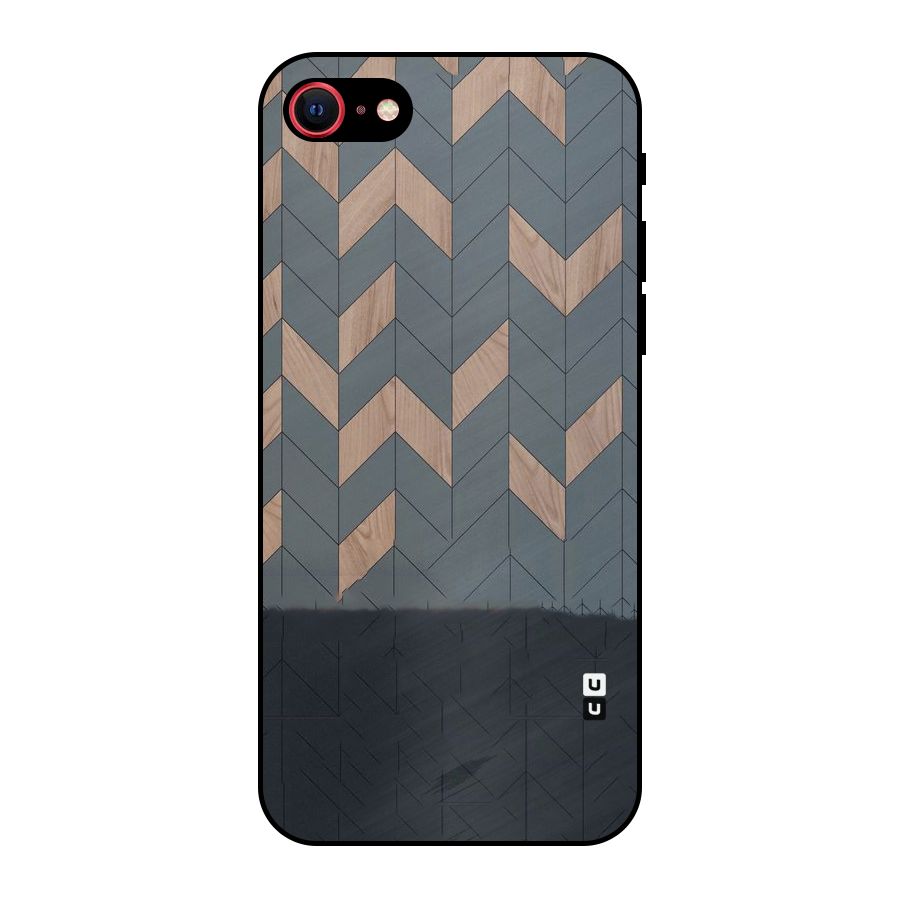 Greyish Wood Design Metal Back Case for iPhone 7