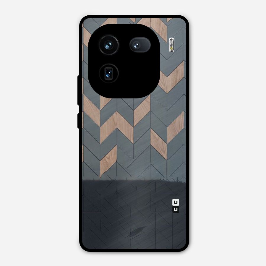 Greyish Wood Design Metal Back Case for iQOO 12