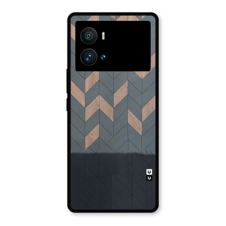 Greyish Wood Design Metal Back Case for iQOO 9 Pro