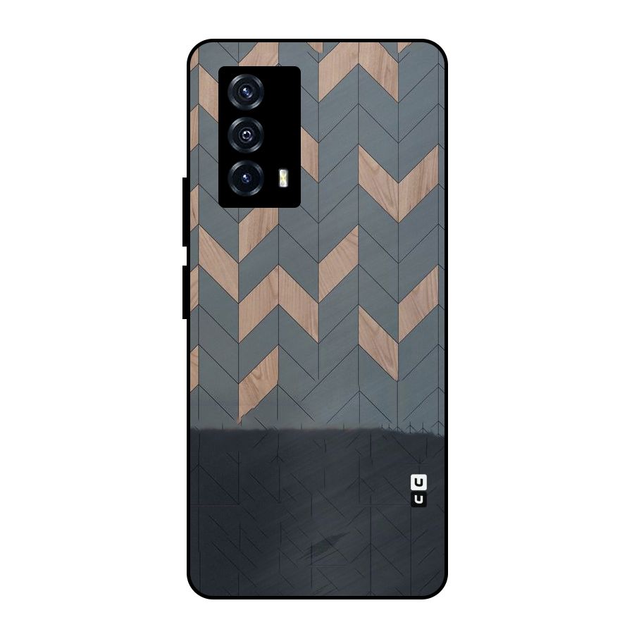 Greyish Wood Design Metal Back Case for iQOO Z5