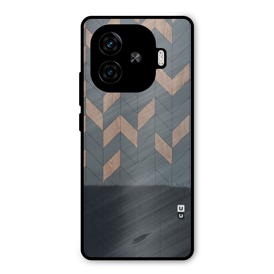 Greyish Wood Design Metal Back Case for iQOO Z9 Turbo