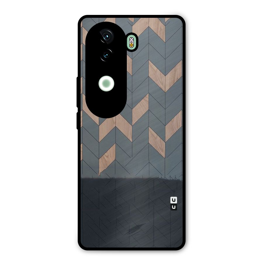 Greyish Wood Design Metal Back Case for iQOO Z9s