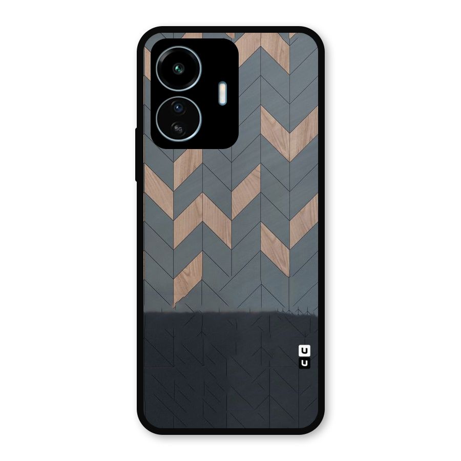 Greyish Wood Design Metal Back Case for vivo iQOO Z6 Lite 5G