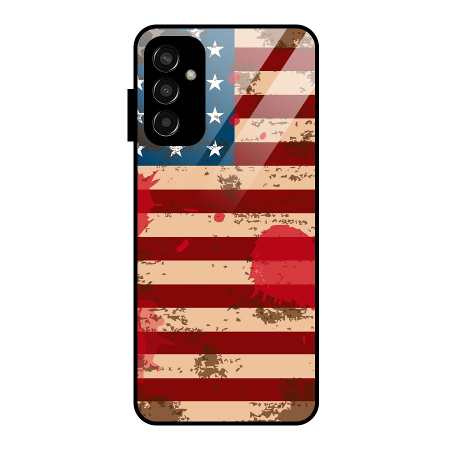 Grunge USA Flag Glass Back Case for Galaxy F13