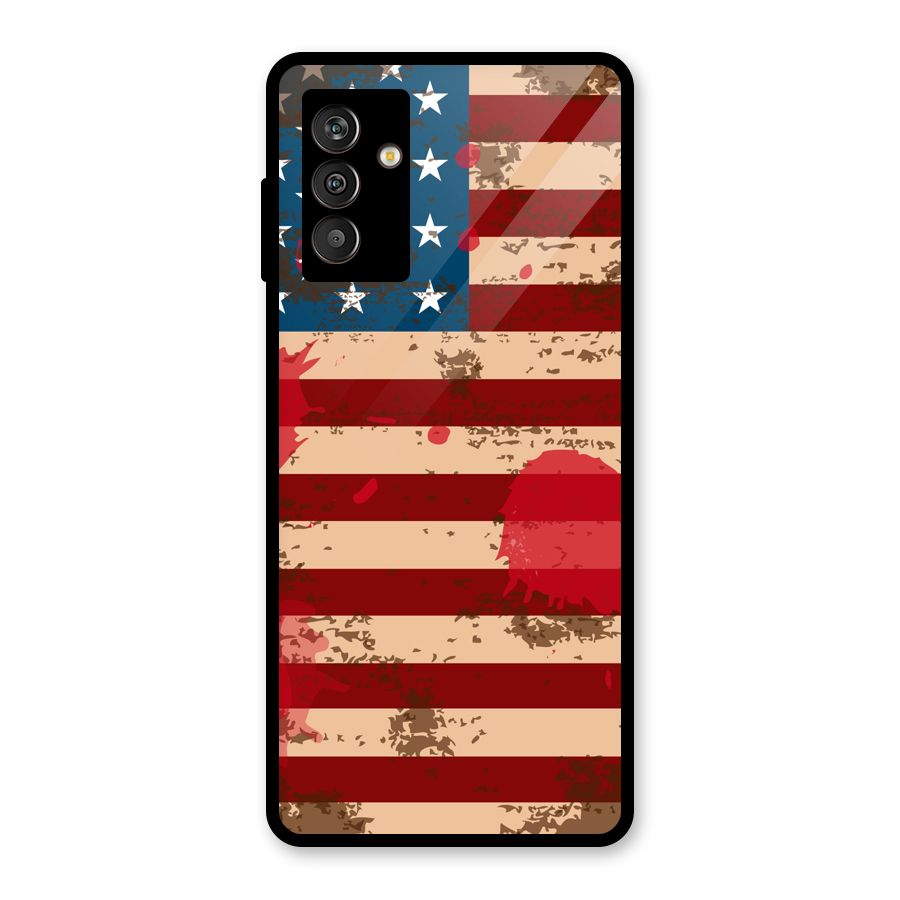 Grunge USA Flag Glass Back Case for Galaxy M13