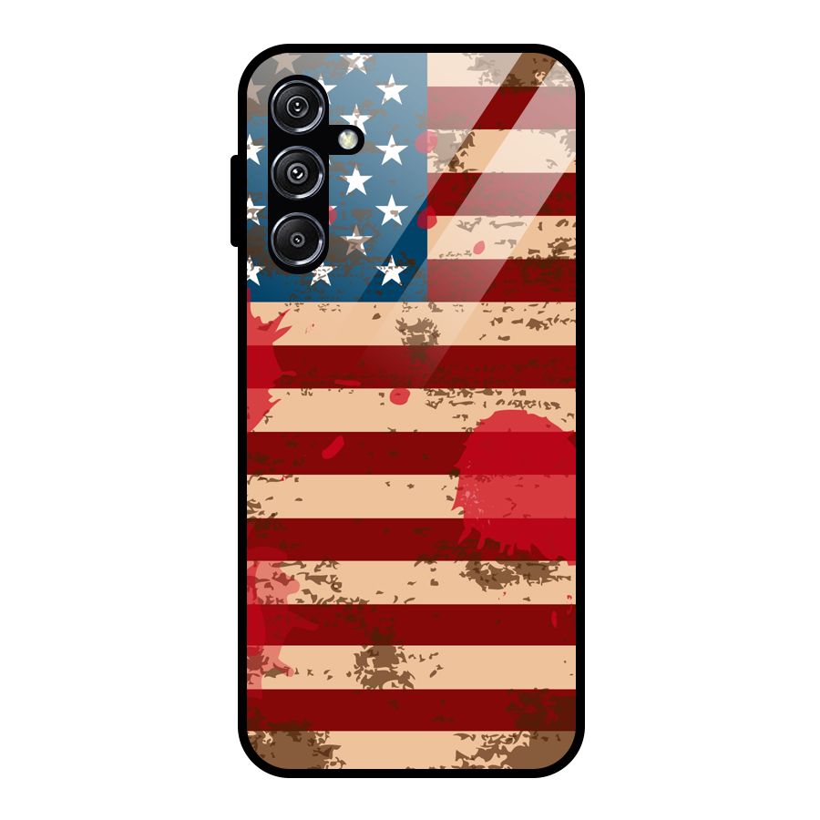 Grunge USA Flag Glass Back Case for Galaxy M34 5G