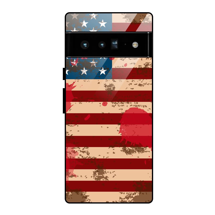 Grunge USA Flag Glass Back Case for Google Pixel 6 Pro