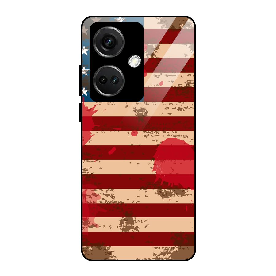 Grunge USA Flag Glass Back Case for OnePlus Nord CE 3 5G