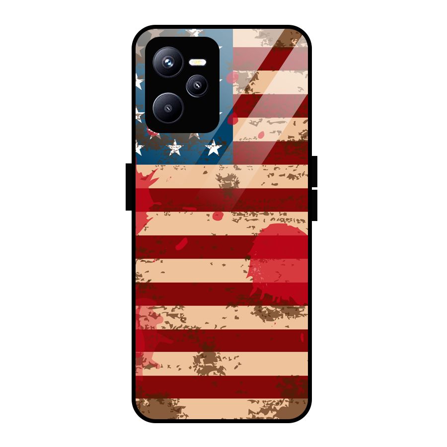 Grunge USA Flag Glass Back Case for Realme C35