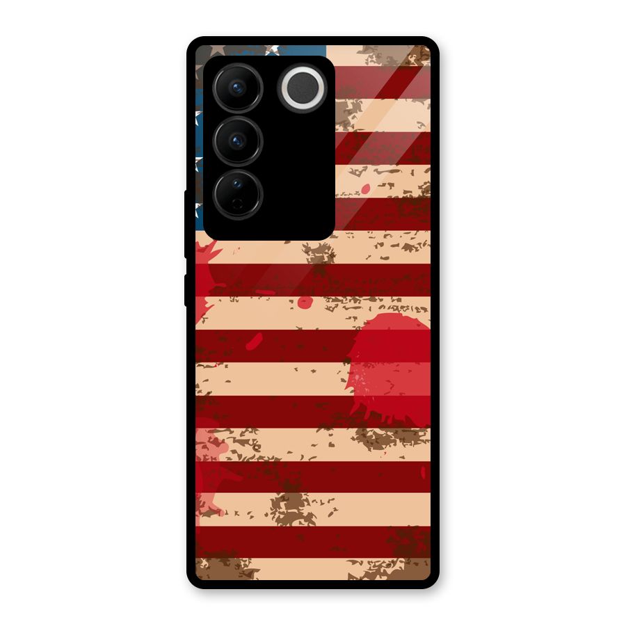 Grunge USA Flag Glass Back Case for Vivo V27