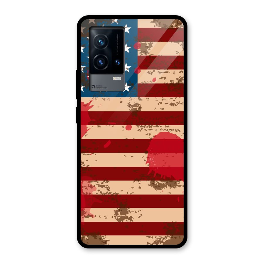 Grunge USA Flag Glass Back Case for iQOO 9 5G