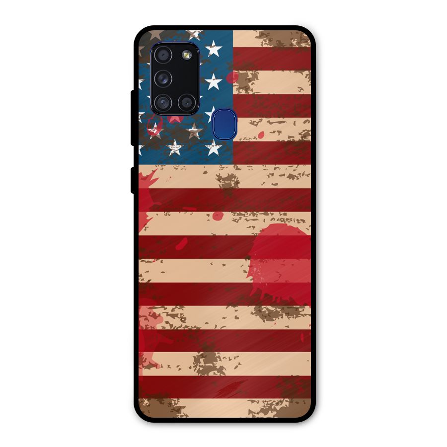 Grunge USA Flag Metal Back Case for Galaxy A21s