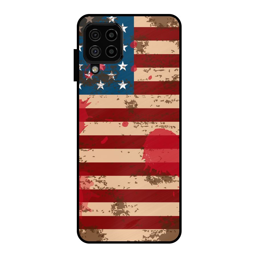 Grunge USA Flag Metal Back Case for Galaxy A22 4G