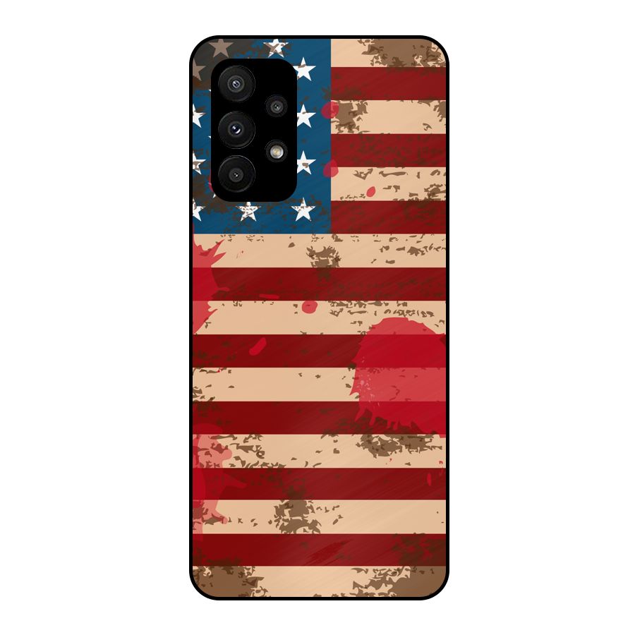 Grunge USA Flag Metal Back Case for Galaxy A23