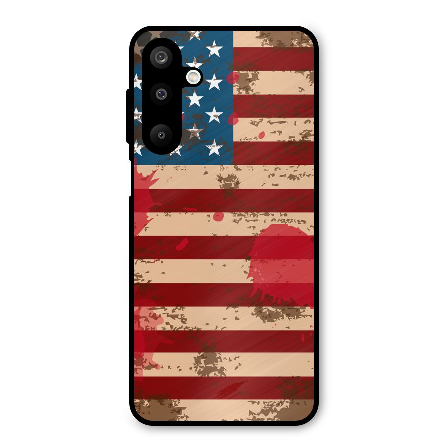 Grunge USA Flag Metal Back Case for Galaxy M16