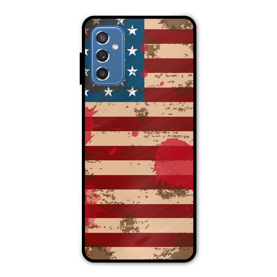 Grunge USA Flag Metal Back Case for Galaxy M52 5G