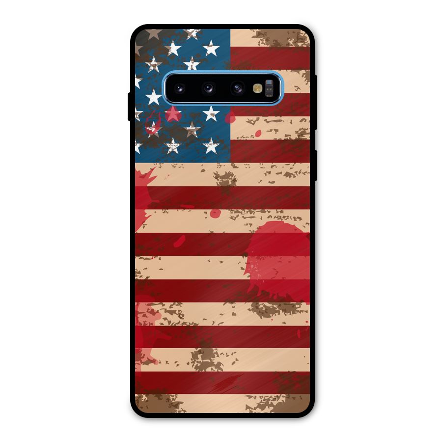 Grunge USA Flag Metal Back Case for Galaxy S10