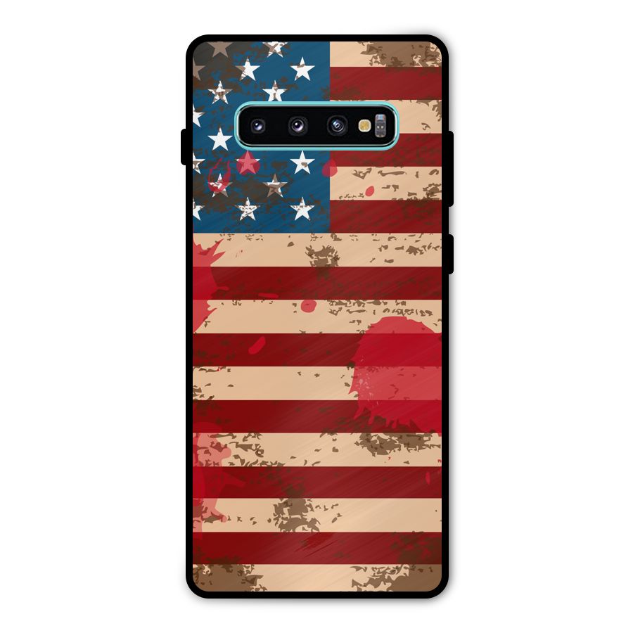 Grunge USA Flag Metal Back Case for Galaxy S10 Plus