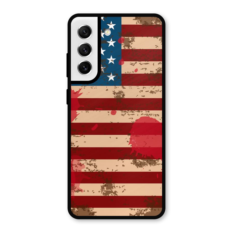 Grunge USA Flag Metal Back Case for Galaxy S21 FE 5G