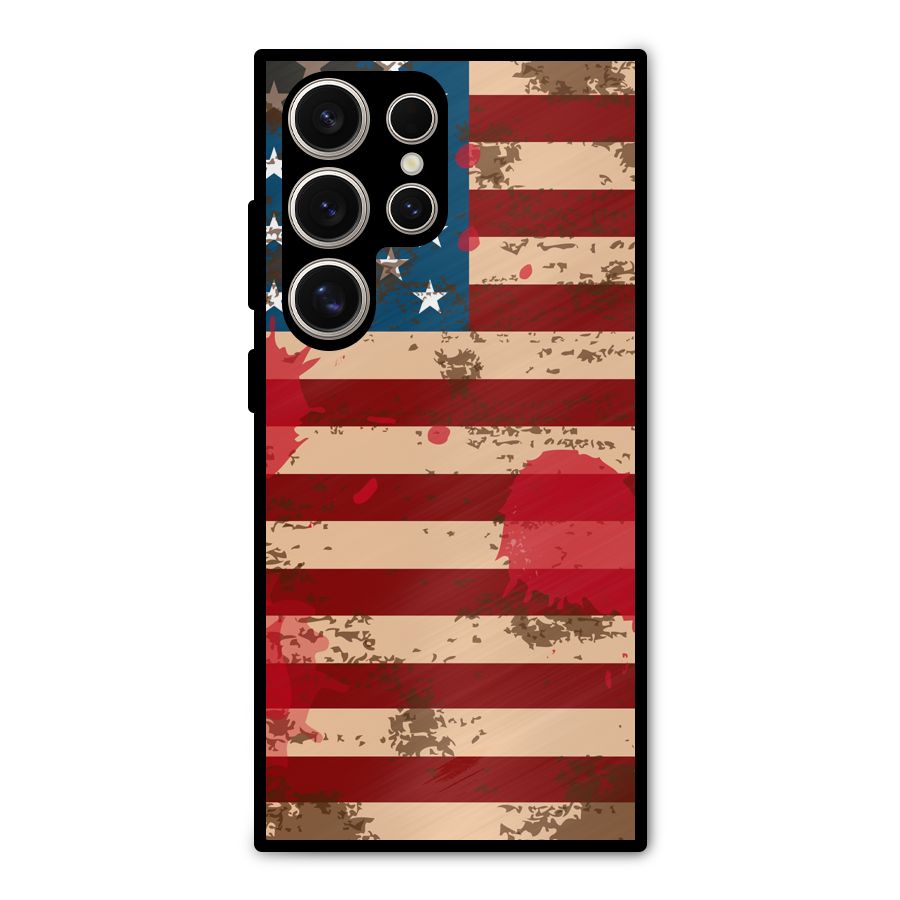 Grunge USA Flag Metal Back Case for Galaxy S24 Ultra