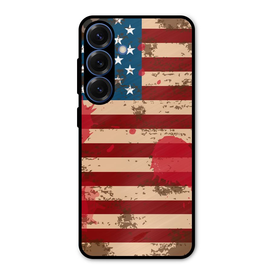Grunge USA Flag Metal Back Case for Galaxy S25