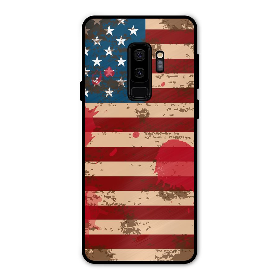 Grunge USA Flag Metal Back Case for Galaxy S9 Plus