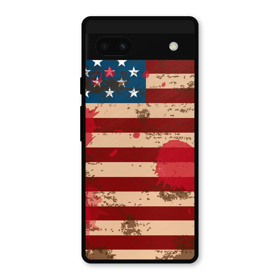 Grunge USA Flag Metal Back Case for Google Pixel 6a