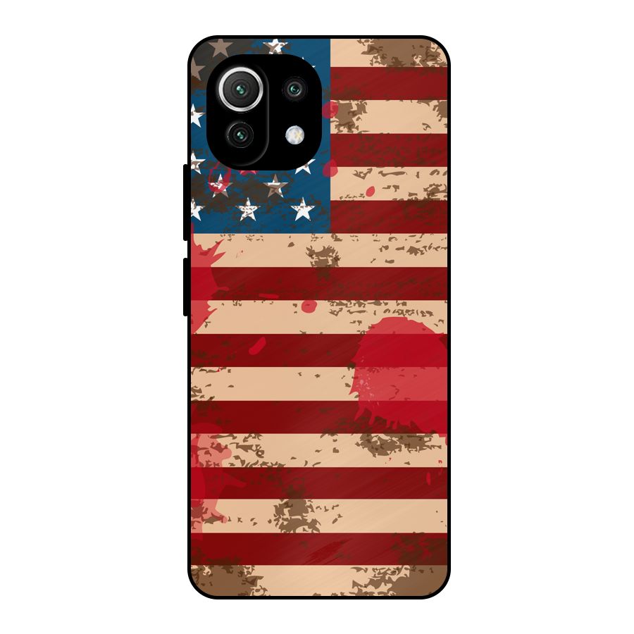 Grunge USA Flag Metal Back Case for Mi 11 Lite NE 5G