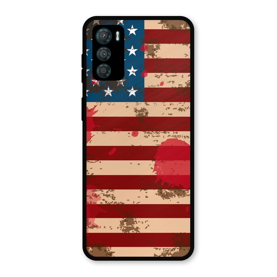 Grunge USA Flag Metal Back Case for Moto G42