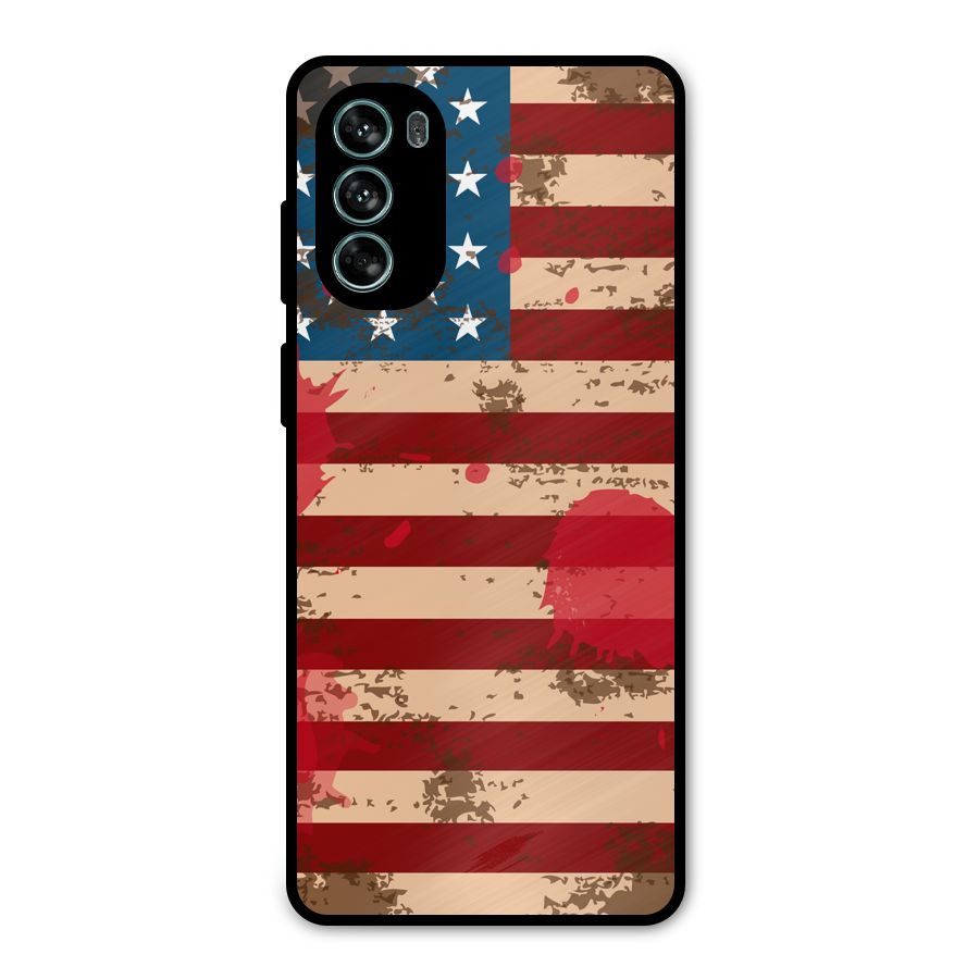 Grunge USA Flag Metal Back Case for Moto G62