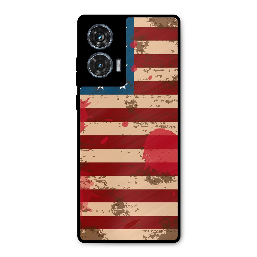 Grunge USA Flag Metal Back Case for Motorola Edge 50 Fusion