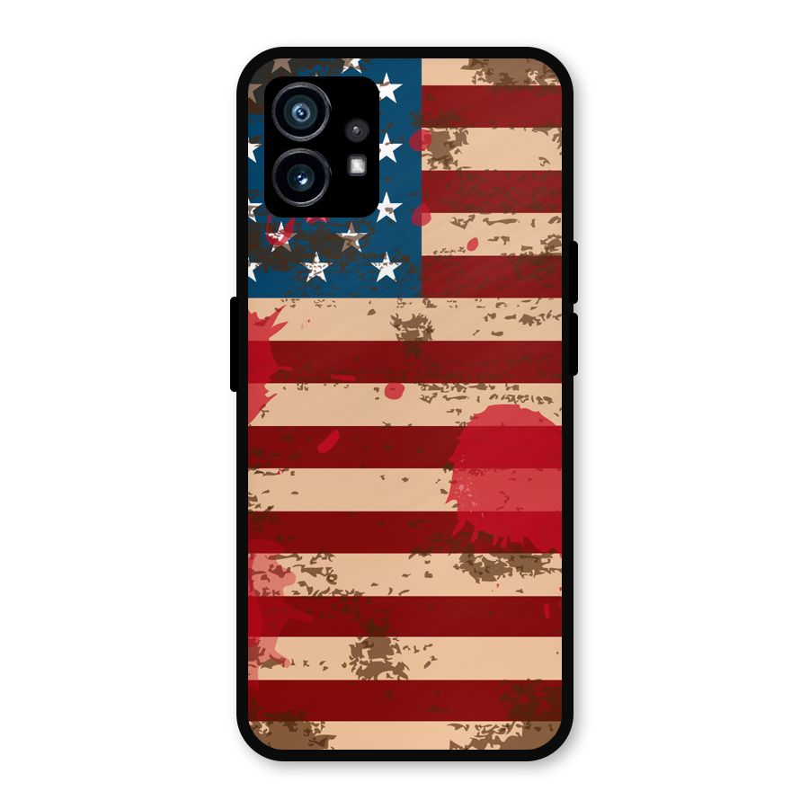 Grunge USA Flag Metal Back Case for Nothing Phone 1