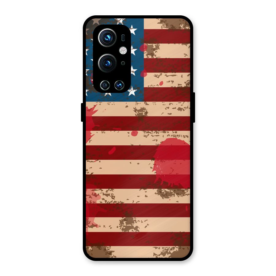 Grunge USA Flag Metal Back Case for OnePlus 9 Pro