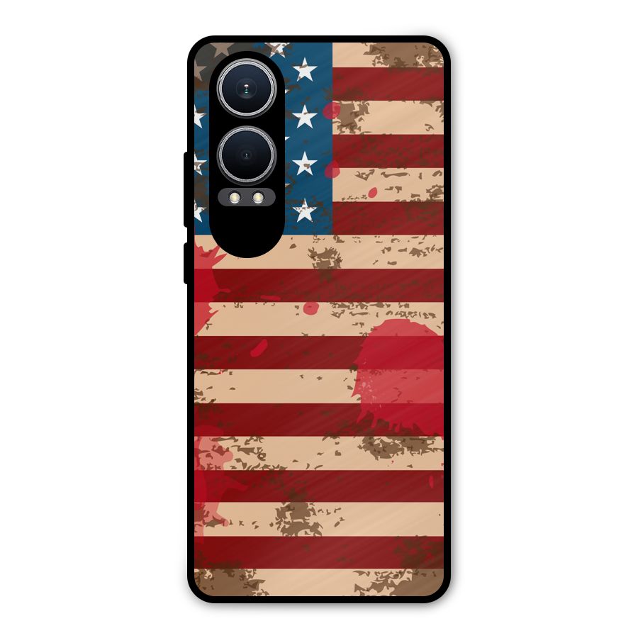 Grunge USA Flag Metal Back Case for OnePlus Nord CE4 Lite