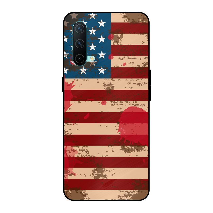 Grunge USA Flag Metal Back Case for OnePlus Nord CE 5G