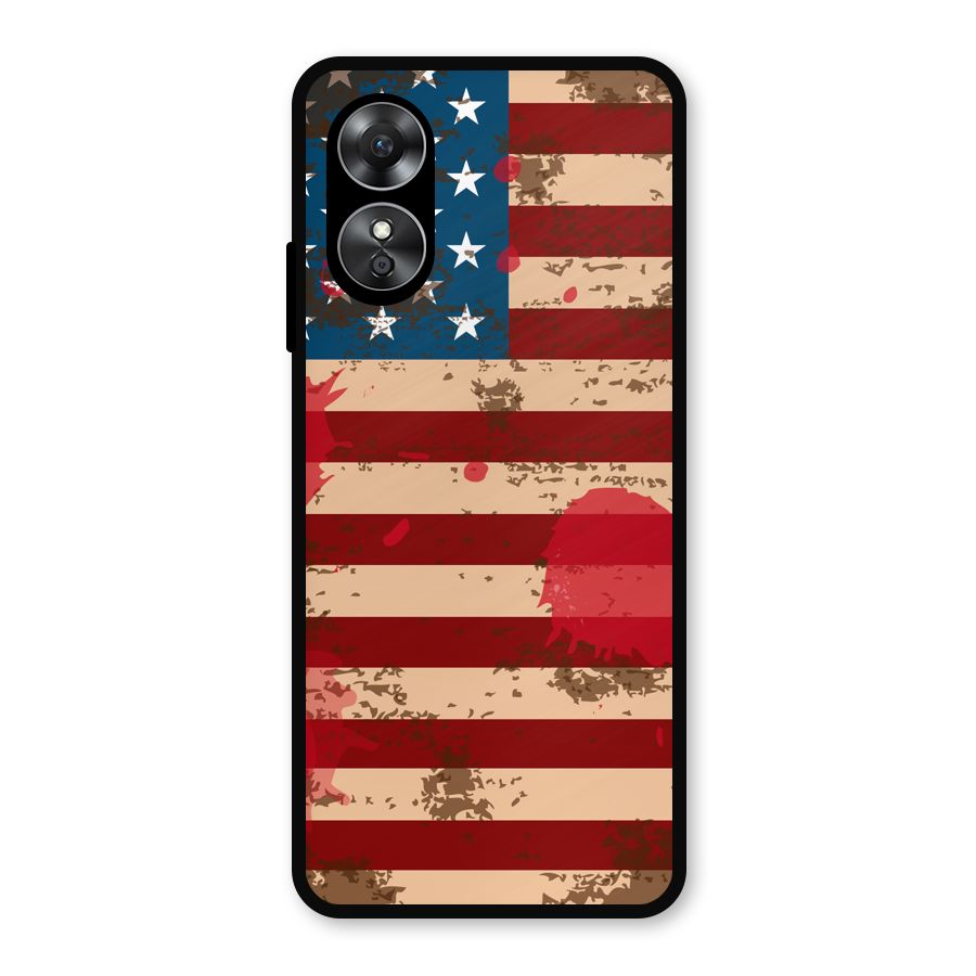 Grunge USA Flag Metal Back Case for Oppo A17