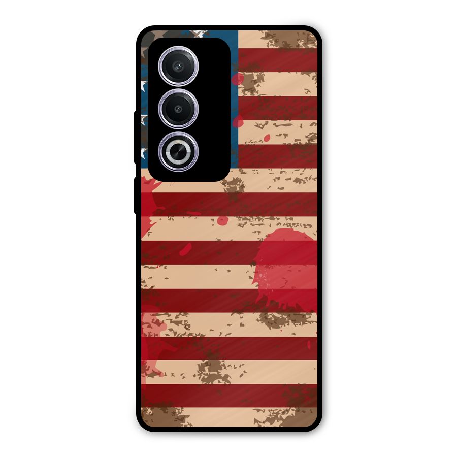 Grunge USA Flag Metal Back Case for Oppo A3 Pro