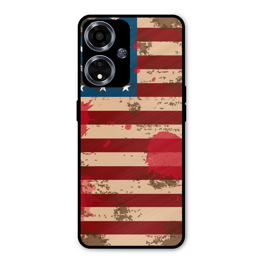 Grunge USA Flag Metal Back Case for Oppo A59
