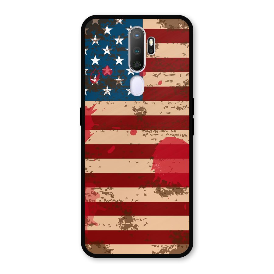 Grunge USA Flag Metal Back Case for Oppo A5 (2020)