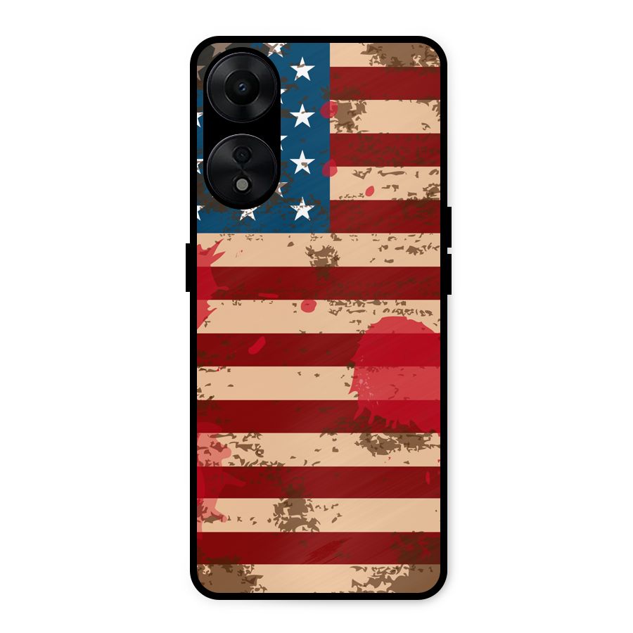 Grunge USA Flag Metal Back Case for Oppo A78 5G