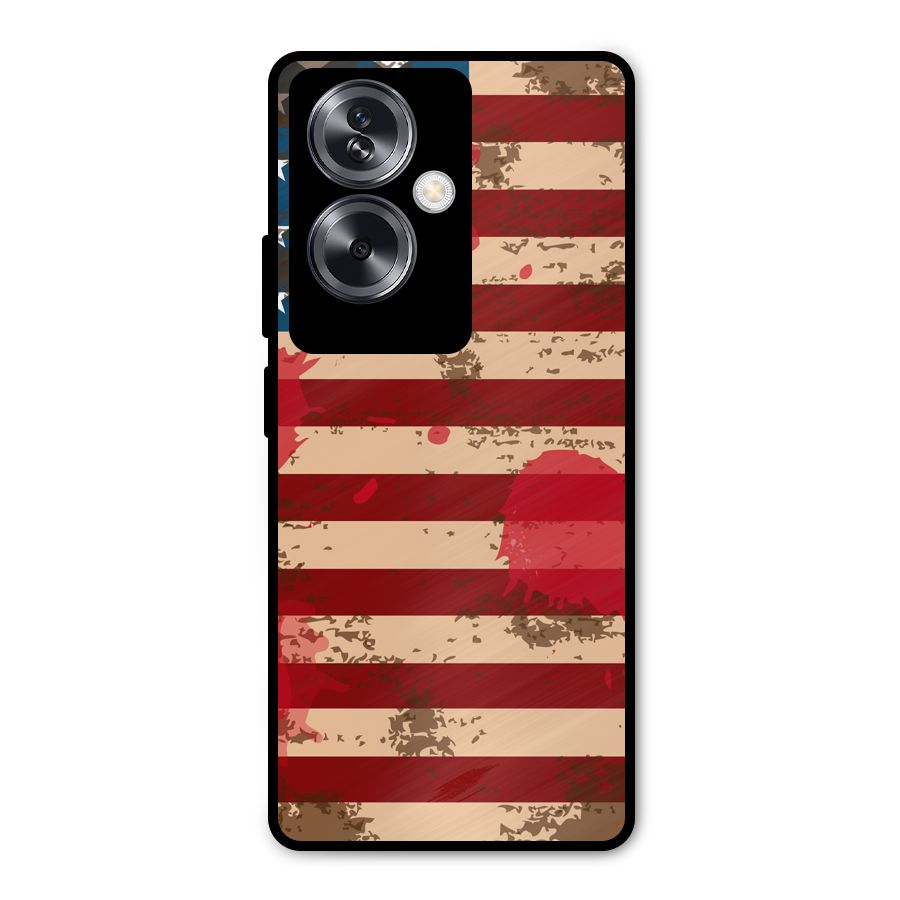 Grunge USA Flag Metal Back Case for Oppo A79 5G