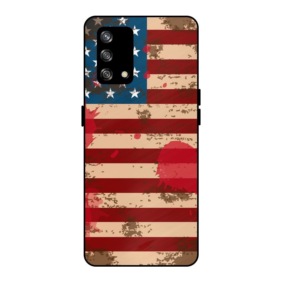Grunge USA Flag Metal Back Case for Oppo F19
