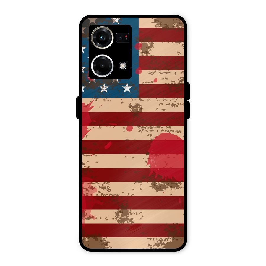Grunge USA Flag Metal Back Case for Oppo F21s Pro 4G