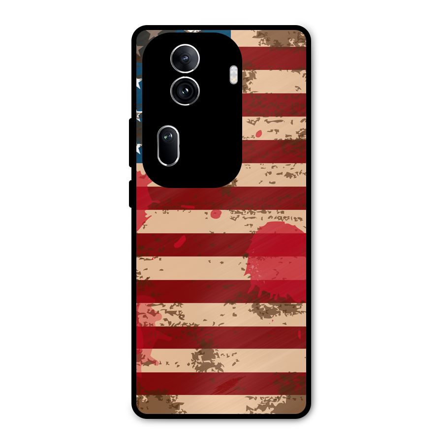Grunge USA Flag Metal Back Case for Oppo Reno11 Pro 5G